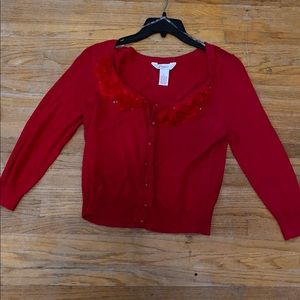 Candie’s Juniors Red Flower Cardigan